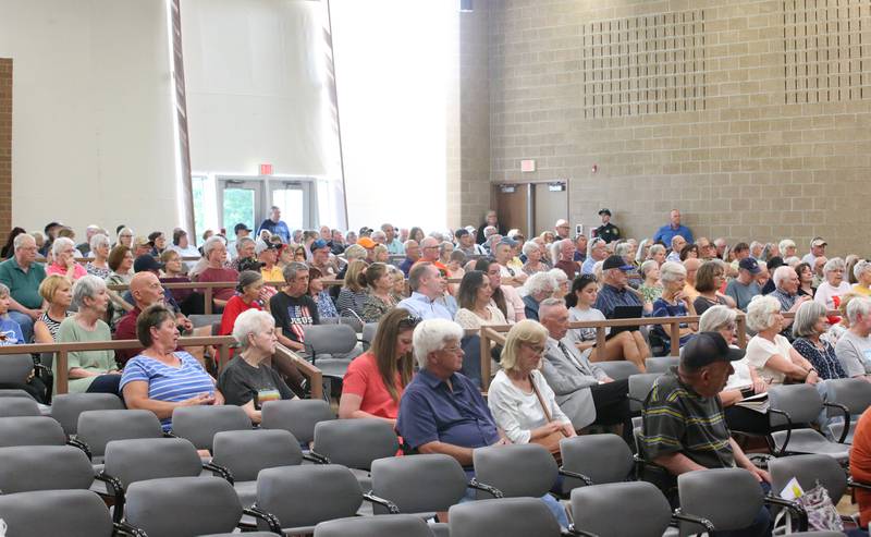 Hundreds of people attended the Illinois Health Facilities and Services Review Board's public hearing regarding OSF St. Elizabeth Hospital's plans to reduce services on Tuesday, June 10, at Central Intermediate School in Ottawa.