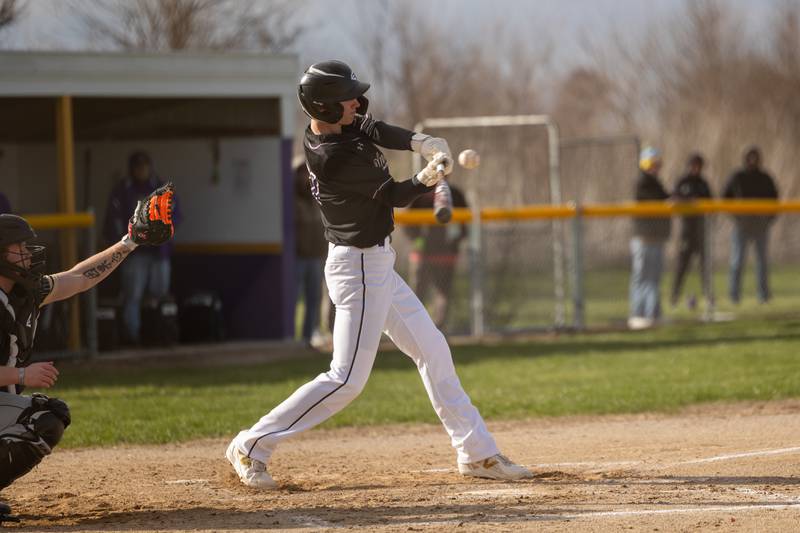 Tucker Whiteaker of Serena hits ball on Monday, April 7, 2025 at Serena High School in Serena.