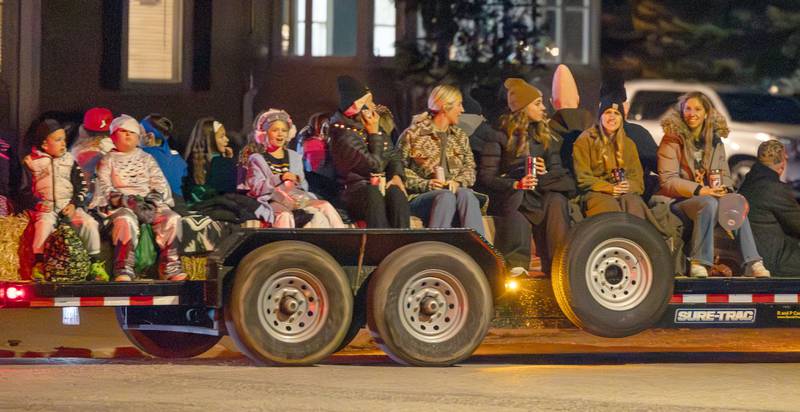 Children ride on hayrack around village and Trick-Or-Treat on Friday, October 31, 2025 on Hopkins Ave. in Granville.