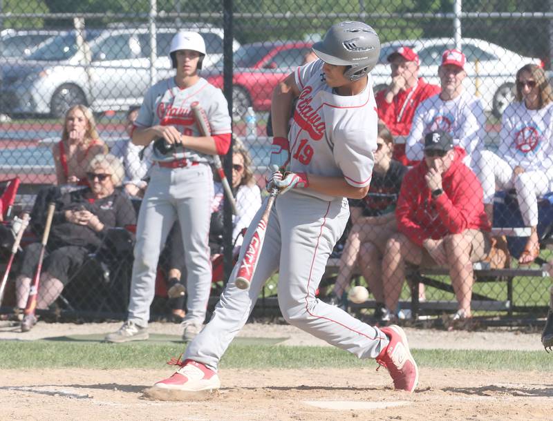 Ottawa's Payton Knoll strikes out swinging against Rock Island during the Class 3A Regional semifinal game on Thursday, May 25, 2023 at Morris High School.