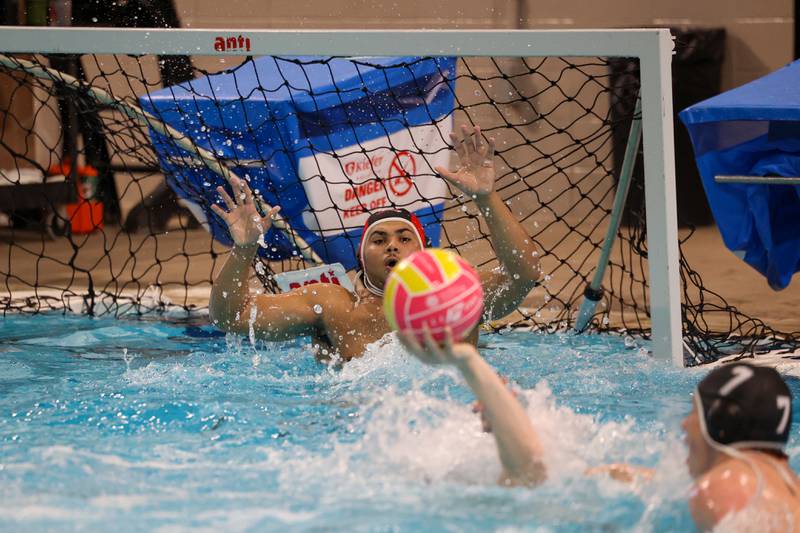 Bradley-Bourbonnais' Donnie Prude prepares to defend the goal during the Boilermakers' 7-5 loss to Bremen on Thursday, April 2, 2026.