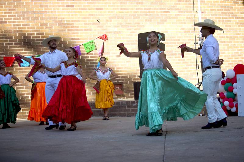 Dancers with Ballet Folklorico La Academia at Fiesta en el Bicentennial Park at Saturday, Sept. 14, 2024 at Billie Limacher Bicentennial Park in Joliet.