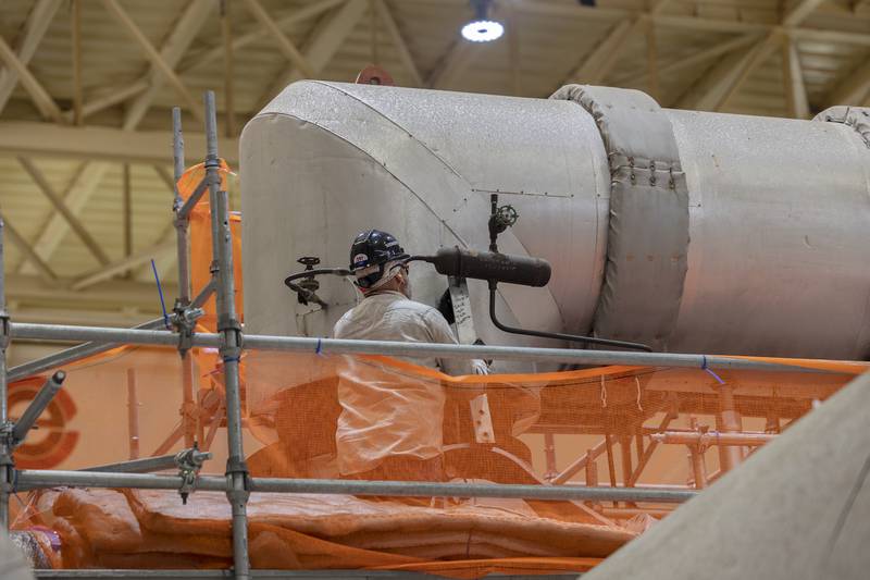 Contractors work on scene at the Byron Nuclear Power Station Wednesday, April 16, 2025. A planned outage shut down Plant 2 so refueling and maintenance can be done. This is scheduled every 18 months.
