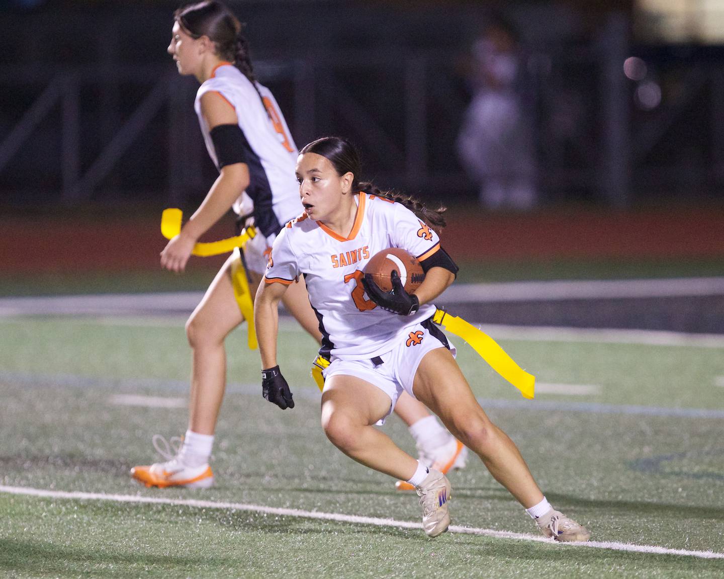 St. Charles East's Erini Vardalos carries the ball against St. Charles North on Monday, September 29, 2025 in St. Charles.