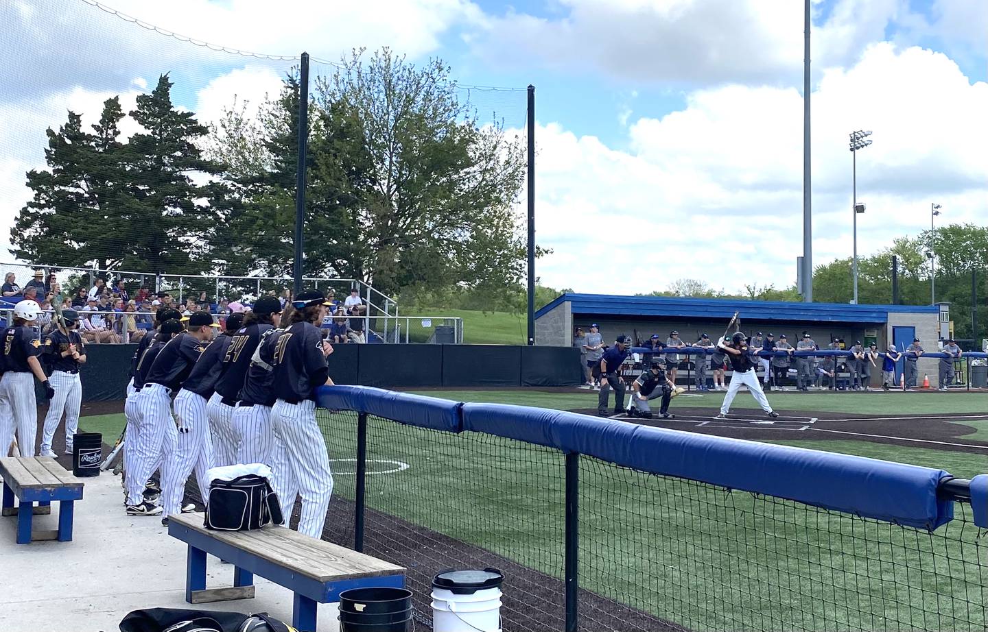 The Putnam County dugout looks on during teammate Ryan Hundley's seventh-inning at-bat Thursday, May 26, 2022, at Judson University in Elgin.