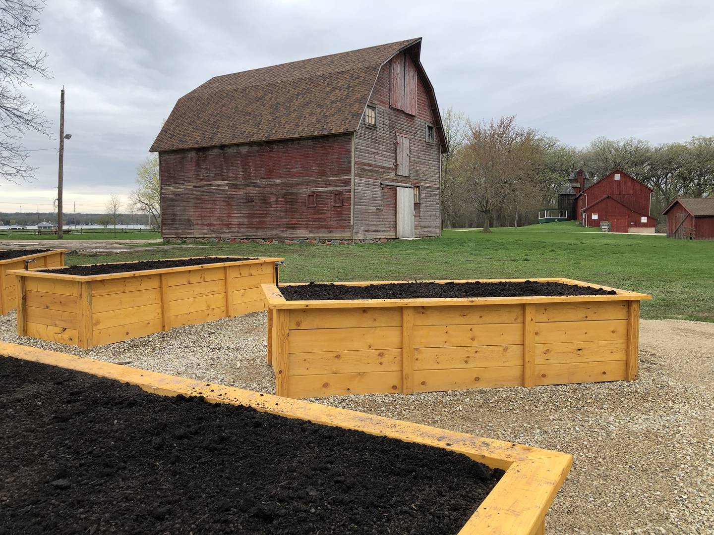 McHenry recently installed raised beds for community garden plots at the historic Petersen Farm, seen here on Thursday, April 18, 2024. The city is still determining guidelines for the plots.