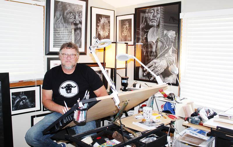 Matt Jagitsch of Sterling rediscovered his talent in white-on-black pencil drawings a couple of years ago. He now creates drawings one by one from his home studio, and they've reaped awards at local art shows.