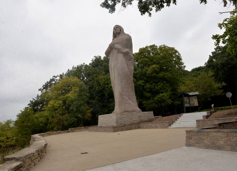 The plaza surrounding the Black Hawk Statue is nearing completion. Landscaping and the reinstallation of memorial benches are still on the 'to do' list.