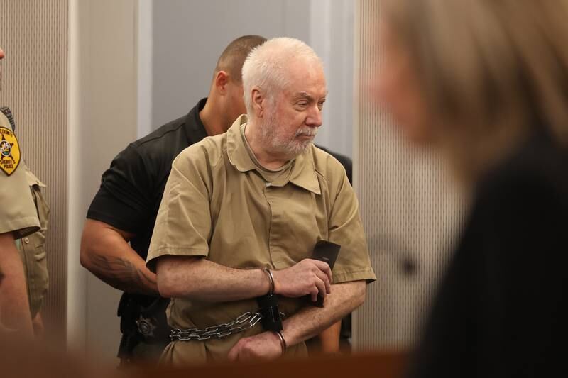 Drew Peterson is escorted into the courtroom for his hearing at the Will County courthouse on Monday, April 1, 2024 in Joliet.
