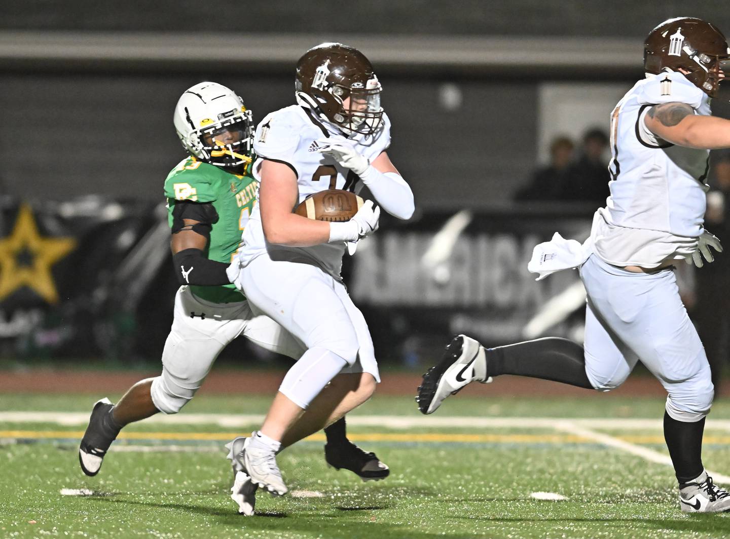 Joliet Catholic's running back Larry Stringham  in action during a conference game against Providence Catholic on Friday, Oct 25, 2024 at New Lenox. (Dean Reid for Shaw Local News)
