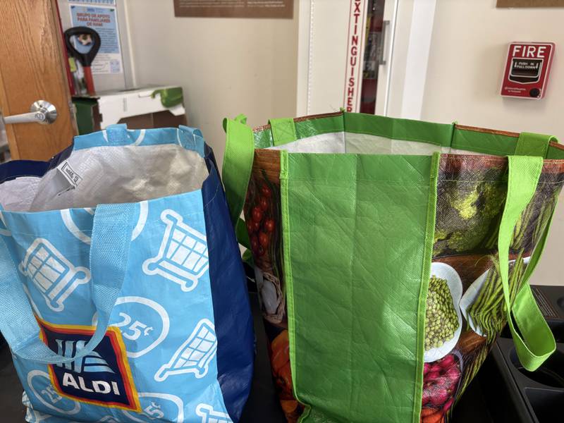 Mary Eckel's food bags pictured at the Woodstock Food Pantry Oct. 31, 2025.