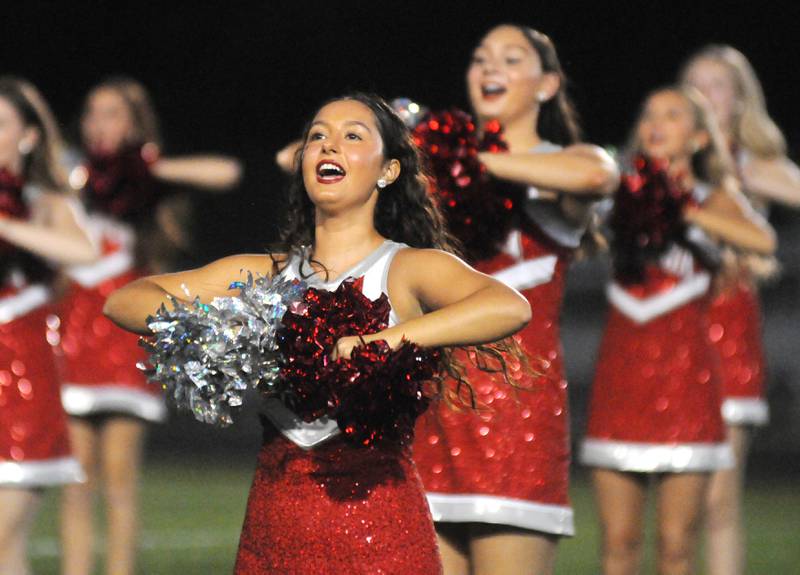 Ottawa poms member Sienna Banushi performs before the football game at King Field on Friday, Sept. 20, 2024.