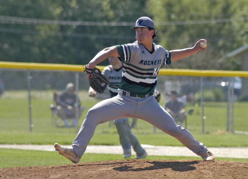 Rock Falls pitcher  Carter Schueler pitches to a Newman batter. The action took place in the 2A Regional baseball game at Larry Ybarra field at Newman High School, Saturday, May 18th 2024.