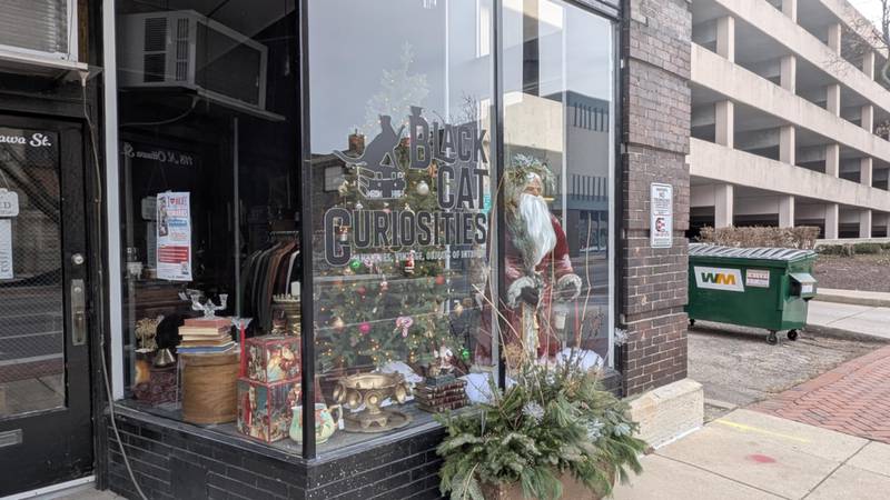 Black Cat Curiosities, the first place winner for the Joliet City Center Partnership's Holiday Window Decorating Contest, is seen Thursday, Dec. 19, 2024 at 118 N. Ottawa St. in Joliet.