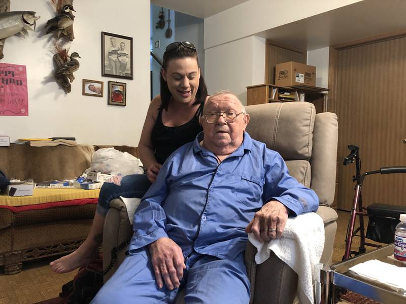 Amber Basara, left, has been filing income tax returns for her grandfather-in-law, Daniel Basara, 95, since 2017. As of Tuesday, Sept. 13, 2022, it had been seven months with no refund in sight.