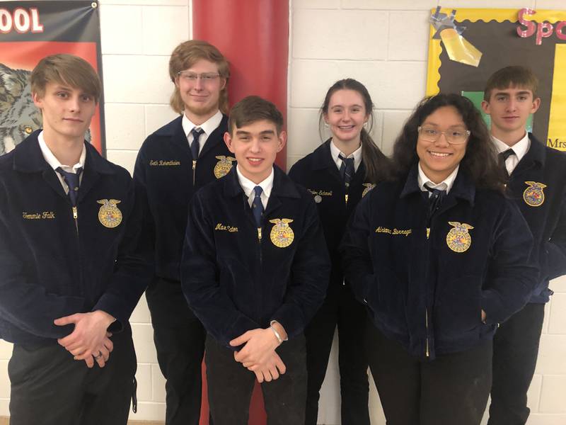 West Carroll FFA members (left to right): Tom Falk, Nathan Veith, Max Eaton, Taylor Schmoll, Adrianna Barragan, and Brayden Reagan.