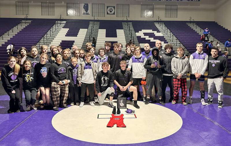 The Hampshire High School wrestling team honored Deegan Kirschke during Thursday's FVC dual against Dundee-Crown. Kirschke tragically lost his life on Saturday, Aug. 16.