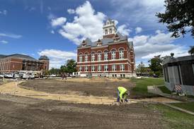Construction on Memorial Plaza at historic Ogle County Courthouse begins