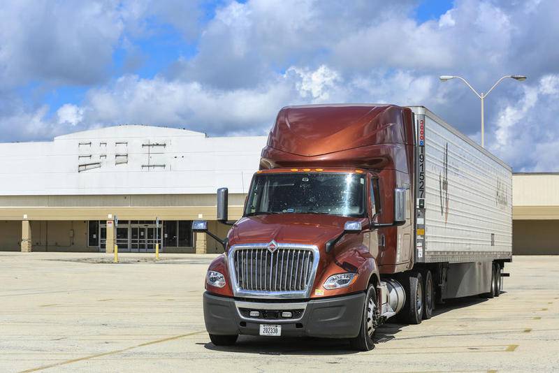 A semitrailer sits in the former Joliet Kmart parking lot on Tuesday.