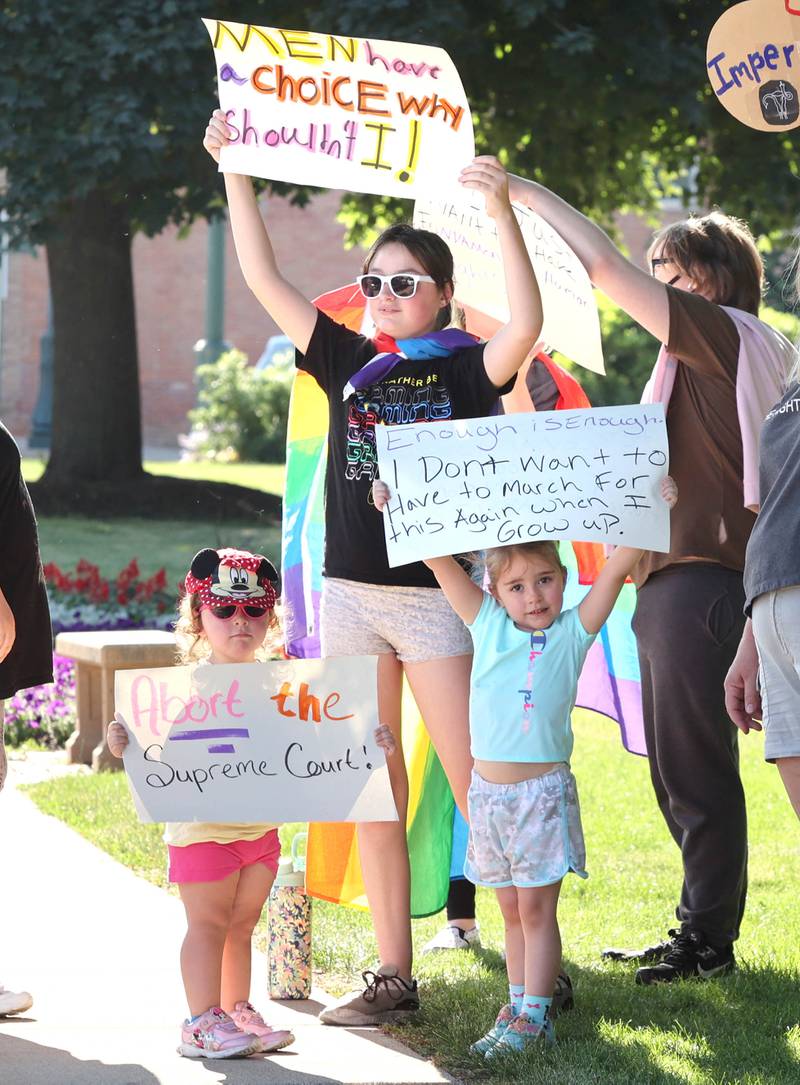 Protesters of all ages were in attendance Friday, June 24, 2022, during a rally for abortion rights in front of the DeKalb County Courthouse in Sycamore. The group was protesting Friday's decision by the Supreme Court to overturn Roe v. Wade, ending constitutional protections for abortion.