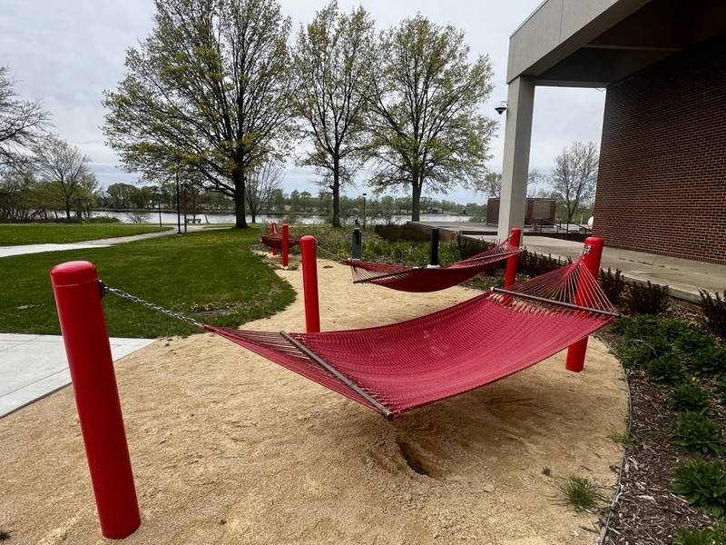 New hammocks have been placed in the outdoor classroom at Sauk Valley Community College in Dixon.