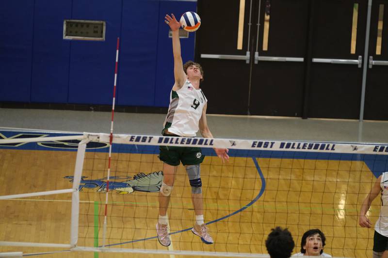 Glenbard West’s Gavin Swartz goes for the shot against Roncalli (IN) in the Lincoln-Way East Tournament title match. Saturday, April 30, 2022, in Frankfort.
