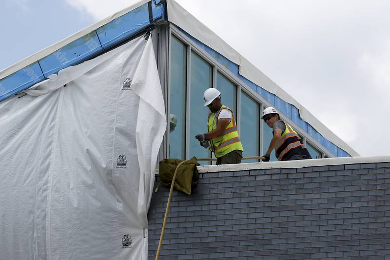 Construction work continues on McHenry County College's new Foglia Center for Advanced Technology and Innovation on Wednesday, July 10, 2024.