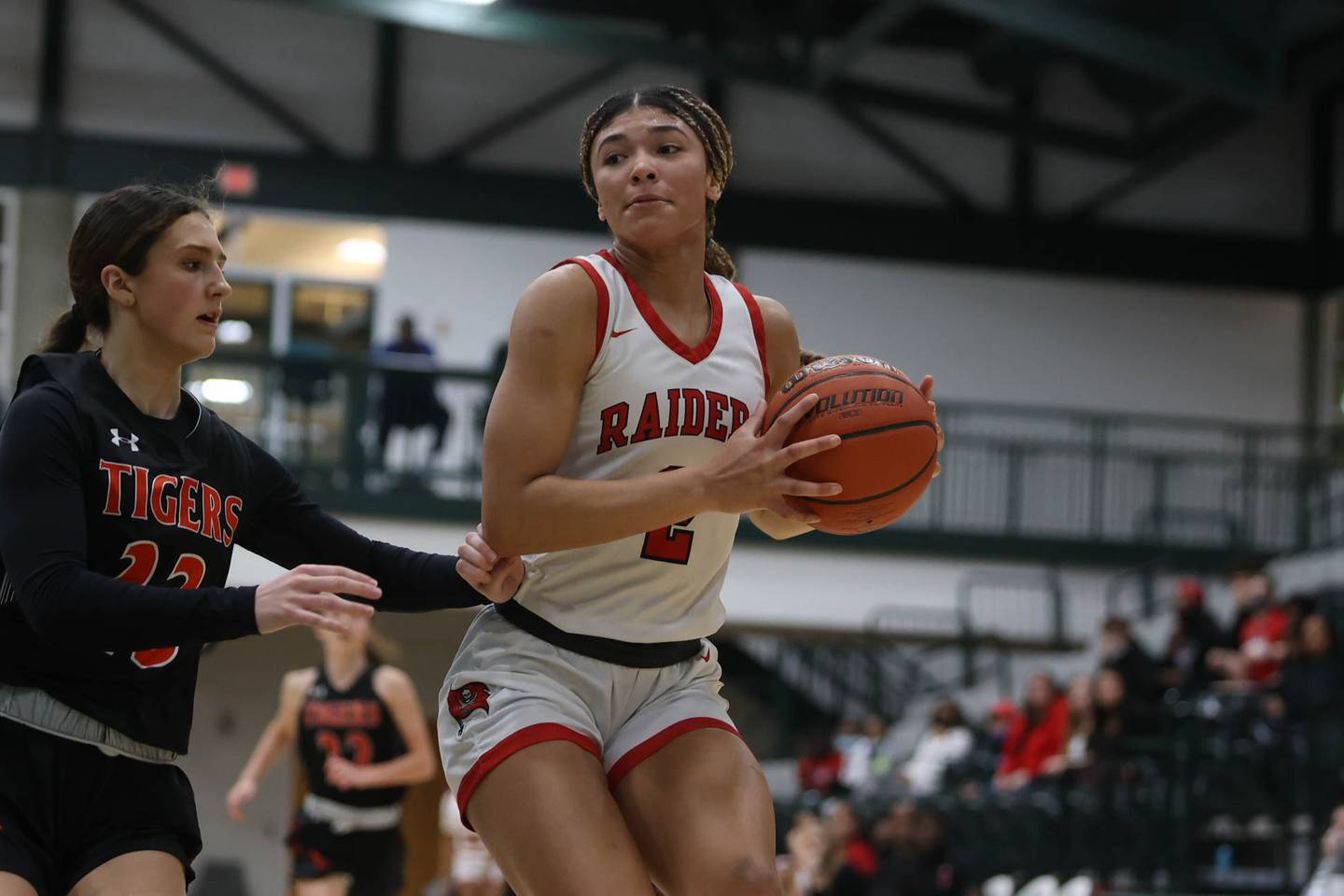 Bolingbrook’s Tatiana Thomas looks to make a play against Edwardsville in the Class 4A Illinois Wesleyan Super-sectional. Friday, Feb. 25, 2022, in Bloomington.