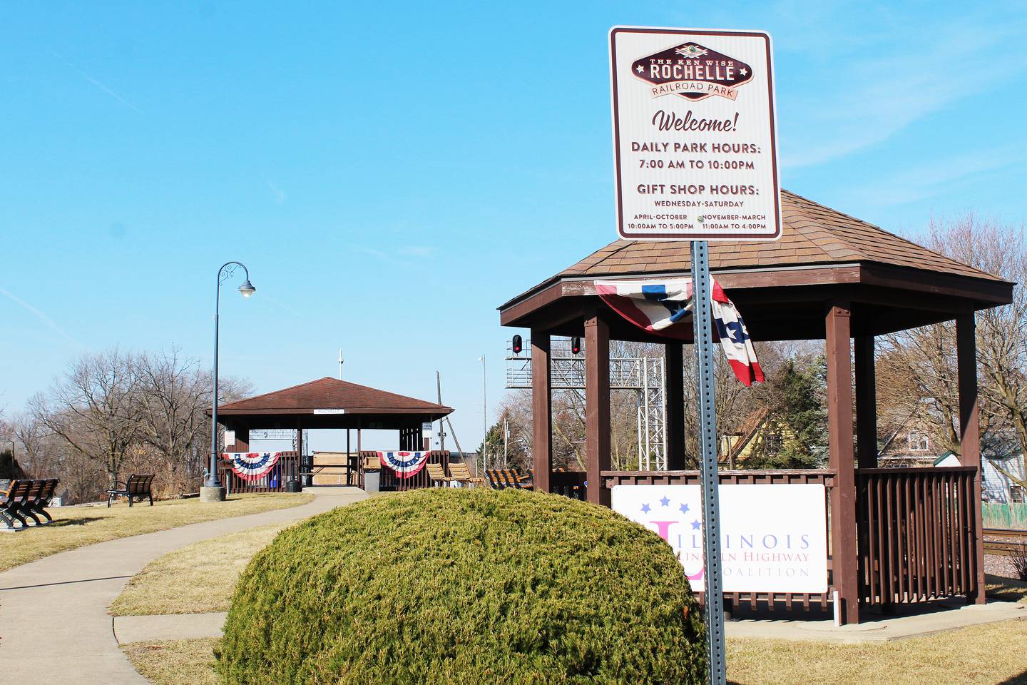 The Ken Wise Railroad Park in Rochelle attracts tourists from all over the globe who see a high frequency of train activity at BNSF's Northern Transcon and Union Pacific's Overland Route, two major national lines that intersect at the park.
