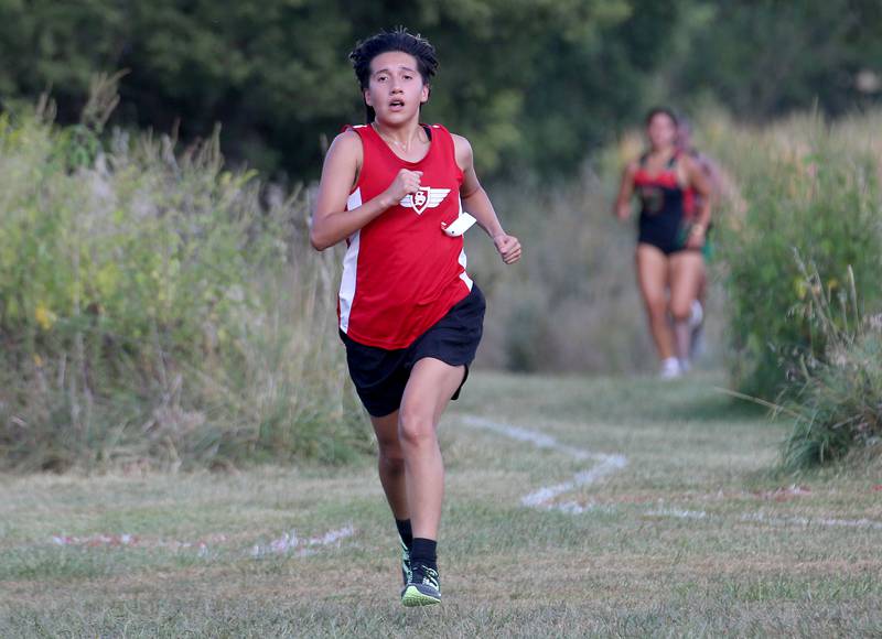 Streator's Lillyana Trammel, runs during the Ottawa Nautical Mile Relay on Tuesday, Sept. 2, 2025 at Catlin Park in Ottawa.