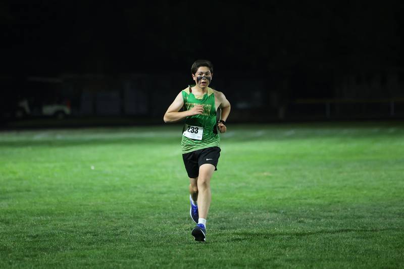 Bishop McNamara's Kaiden Hunt runs during the All-City cross country meet at Bishop McNamara on Wednesday, Sept. 17, 2025.