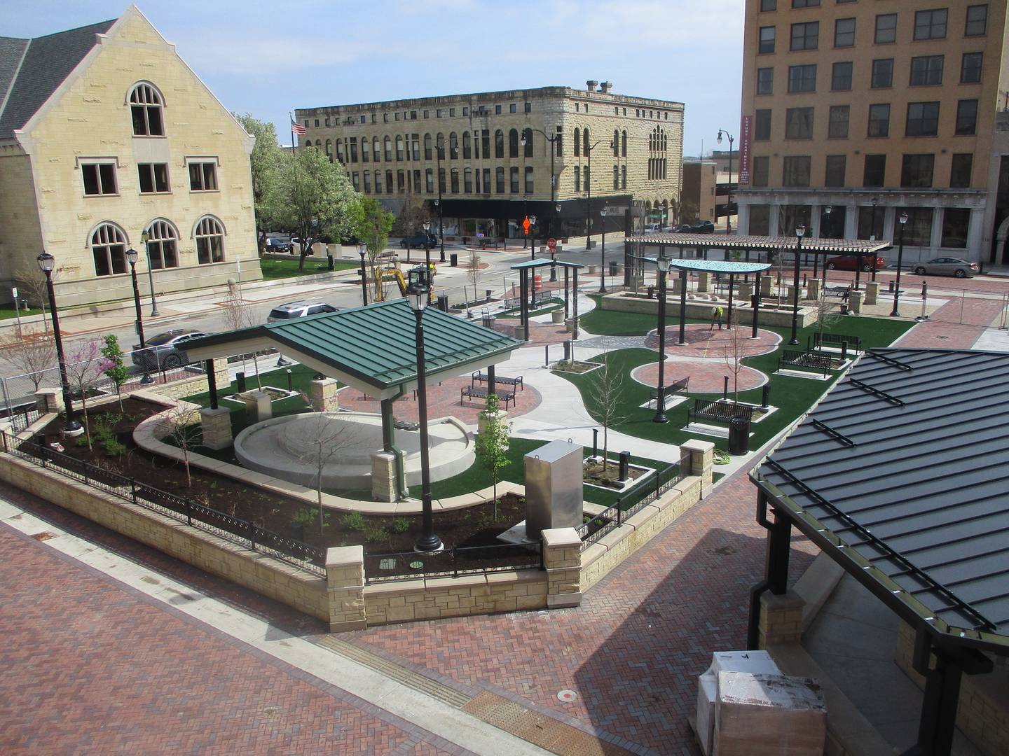 A section of the new Joliet City Square is along Clinton Street across from the Joliet Public Library. April 14, 2026