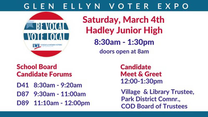 Glen Ellyn Voter Expo and candidate forums on March 4, 2023.