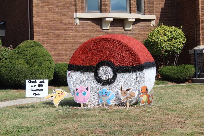 Pok-(hay)-mon: Pokeball, Flagg-Rochelle Public Library chooses you ... for its bale art. The bale was part of the 2025 Hay Bale Trail in Rochelle throughout October.
