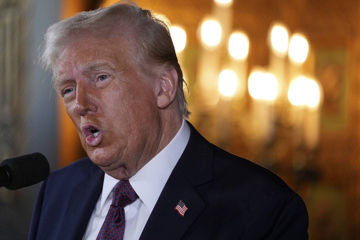 President-elect Donald Trump speaks during a news conference at Mar-a-Lago, Tuesday, Jan. 7, 2024, in Palm Beach, Fla. (AP Photo/Evan Vucci)