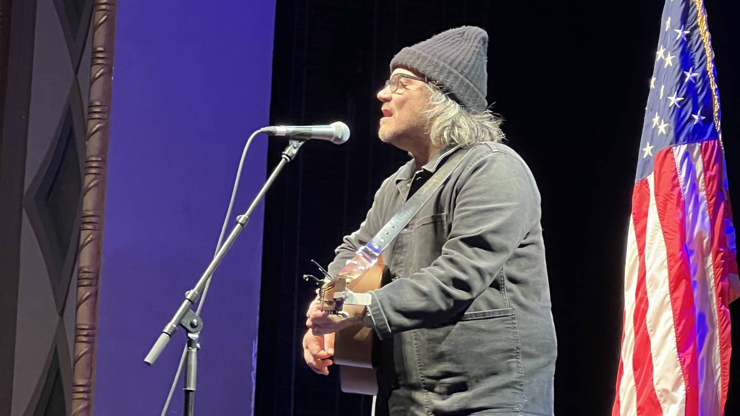 On Nov. 2, 2022 Jeff Tweedy sings in the Egyptian Theatre in DeKalb, Illinois as a part of a rally for U.S. Rep. Lauren Underwood, D-Naperville, ahead of the 2022 general election.