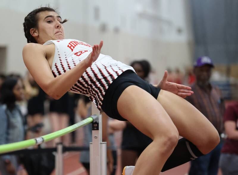 Hinsdale Central's Maddie Chillo participates in the high jump during the girls varsity track and field 3A Lockport sectional on Friday, May 12, 2023.