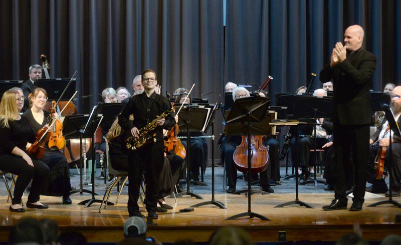 Rileigh Wren received plenty of applause after playing the saxophone with the Clinton Symphony Orchestra during the Family Concert on Sunday, Feb. 23, 2025 in the Morrison High School Auditorium.