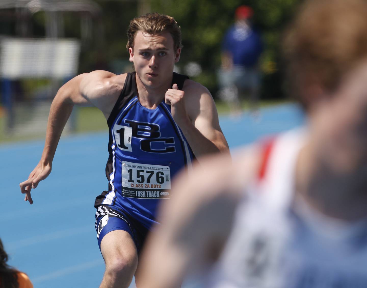 Burlington’s Zac Schmidt competes in the 400 meter dash during the IHSA Class 2A State Track and Field Championships Saturday, May 28, 2022, at Eastern Illinois University in Charleston.