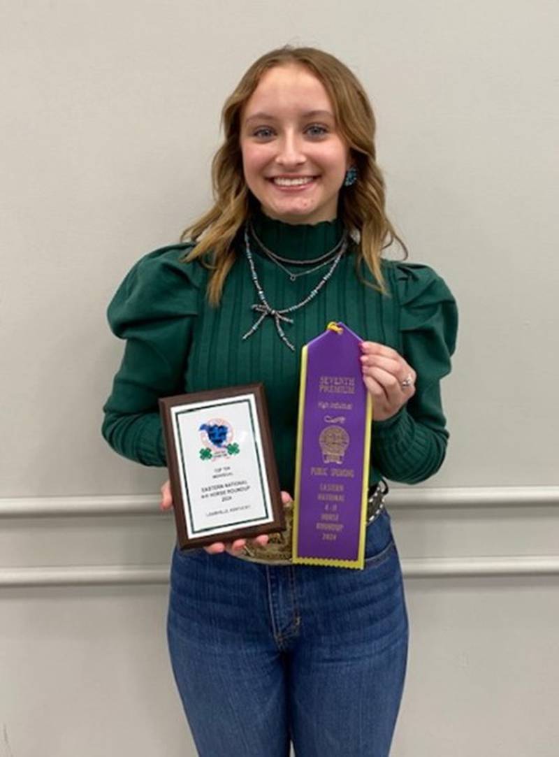 Mackenzie Sherman, a dedicated 4-H member from Bureau County, earned seventh place in the Public Speaking Contest held Nov. 8-9, at the Eastern National 4-H Roundup, at the Kentucky Fair and Exposition Center in Louisville, Kentucky.