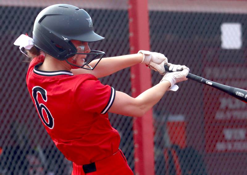 Huntley’s Ava McFadden connects for a home run against DeKalb in IHSA Class 4A Sectional Semifinal softball action at Barrington High School in Barrington on Wednesday, June 4, 2025.
