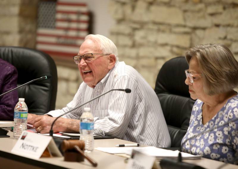 Dale Berman, incumbent candidate for Kane County Board District 2, answers a question during a candidate forum for the 2024 General Election hosted by the League of Women Voters of Central Kane County on Monday, Sept. 30, 2024 at Batavia City Hall.