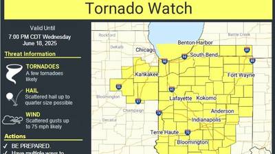 Tornado watch for Grundy, Will and Kankakee counties