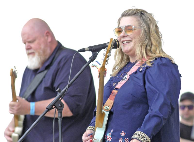 Jeni Grouws of the Avey Grouws Band sings during her appearence at the Bellson Music Fest. The  Bellson Music fest was held on Saturday, June 7, 2025 at RB&W District Amphitheater in Rock Falls.