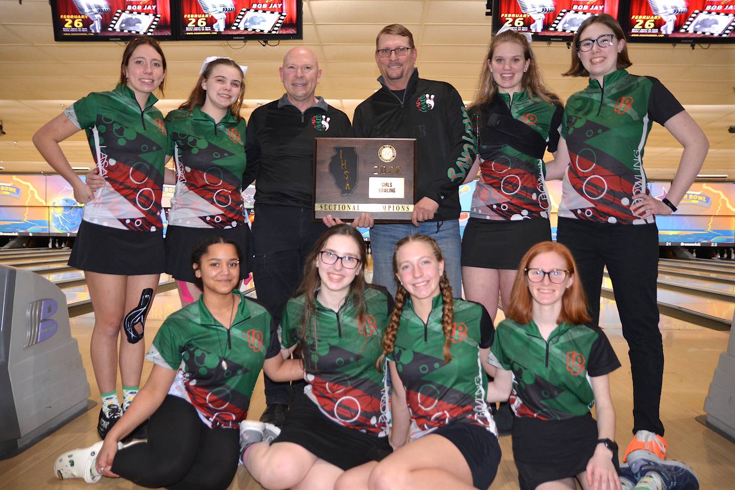 The La Salle-Peru girls bowling team on Saturday, Feb. 12, 2022, captured the championship of the La Salle-Peru Sectional at Illinois Valley Super Bowl.