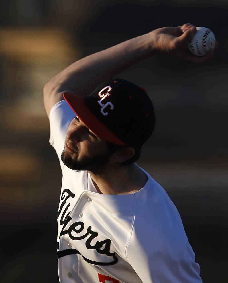 Crystal Lake Central’s Jeremiah Markwalder throws a pitch during a non-conference baseball game Tuesday, March 15, 2022, between Crystal Lake Central and Barrington at Barrington High School.