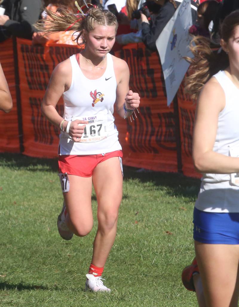 Benet Academy's Faye Ferrell competes in the Class 2A State Cross Country race on Saturday, Nov. 4, 2023 at Detweiller Park in Peoria.