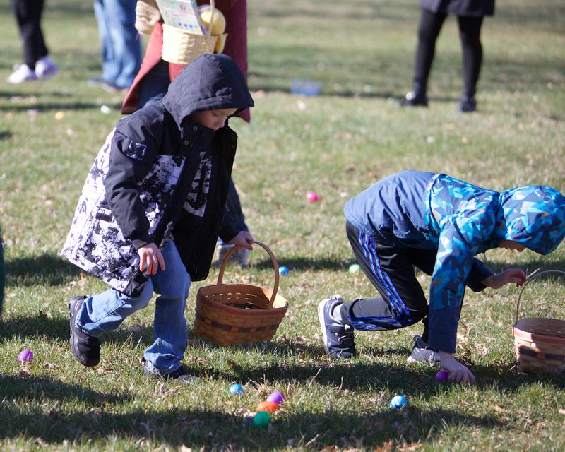 Kids enjoy the Easter Egg Hunt on Saturday, March 23,2024 at Lions Park in Elburn.