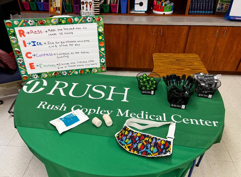 Newark Grade School participated in Camp 911 on May 9, a program begun in 2015 by retired Newark School District nurse Karen Sapsford. Firefighters and EMTs from the Newark Fire Department along with deputies from the Kendall County Sheriff's Office brought their equipment to show students, while nurses from Rush Copley Medical Center in Yorkville taught students first aid.