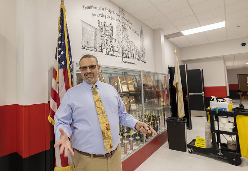 Amboy superintendent Joshua Nichols explains the motivation for the mentoring program Thursday, August. 1, 2024. The mentors will help with issues such as attendance, academic and emotional health.